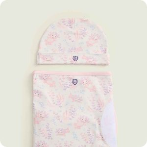 Pink Axolotl Swaddle & Beanie Gift Set